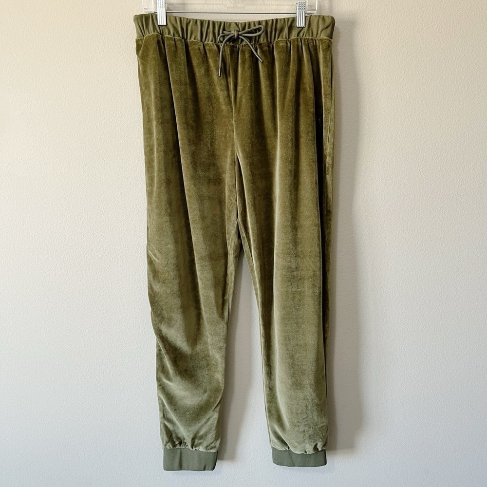 Outerknown Olive Green Velour Ronan Jogger Sweatpants Size Large Drawstring NEW